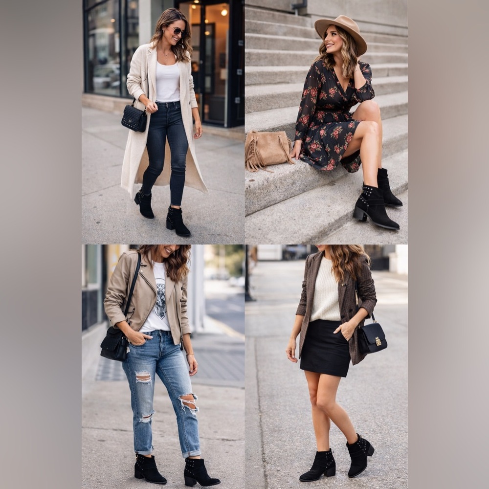 🖤 Black Studded Ankle Boots – Chic & Versatile 🖤